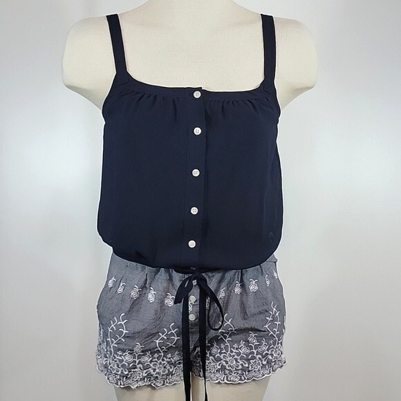 RACHEL Rachel Roy Button Front Embroidered Romper size 0 - Picture 1 of 9